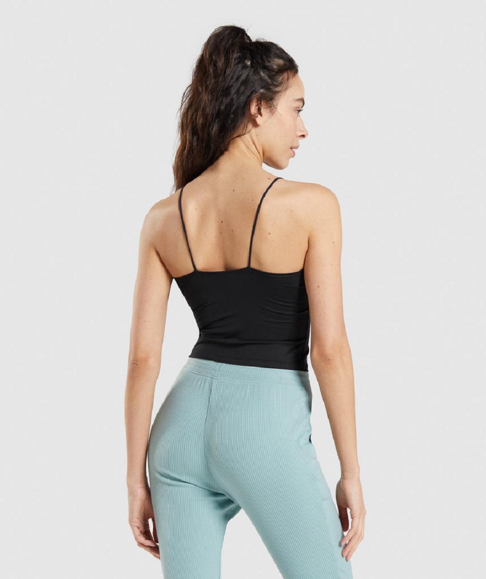 Podkoszulki Damskie Gymshark Pause Cami Czarne | PL 3112RVD